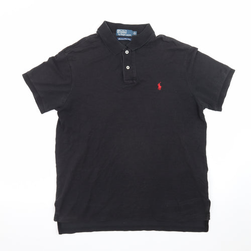 Ralph Lauren Men's Black Custom Fit Cotton Polo Shirt Size L