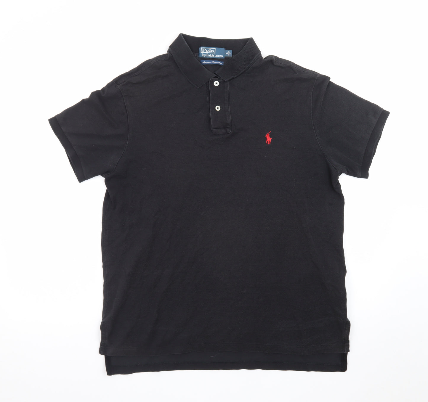 Ralph Lauren Men's Black Custom Fit Cotton Polo Shirt Size L