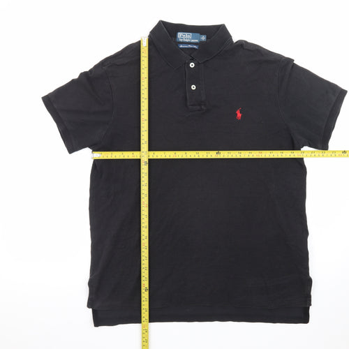 Ralph Lauren Men's Black Custom Fit Cotton Polo Shirt Size L