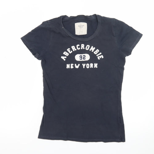 Abercrombie & Fitch Womens Blue L Cotton Embroidered T-Shirt