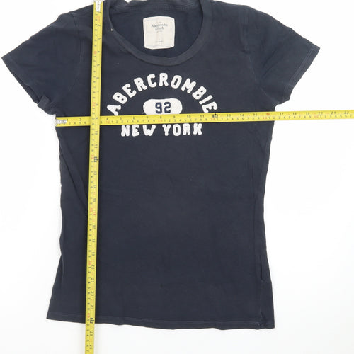 Abercrombie & Fitch Womens Blue L Cotton Embroidered T-Shirt