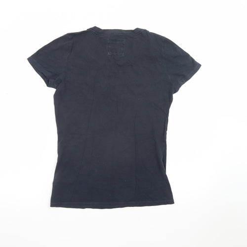Abercrombie & Fitch Womens Blue L Cotton Embroidered T-Shirt