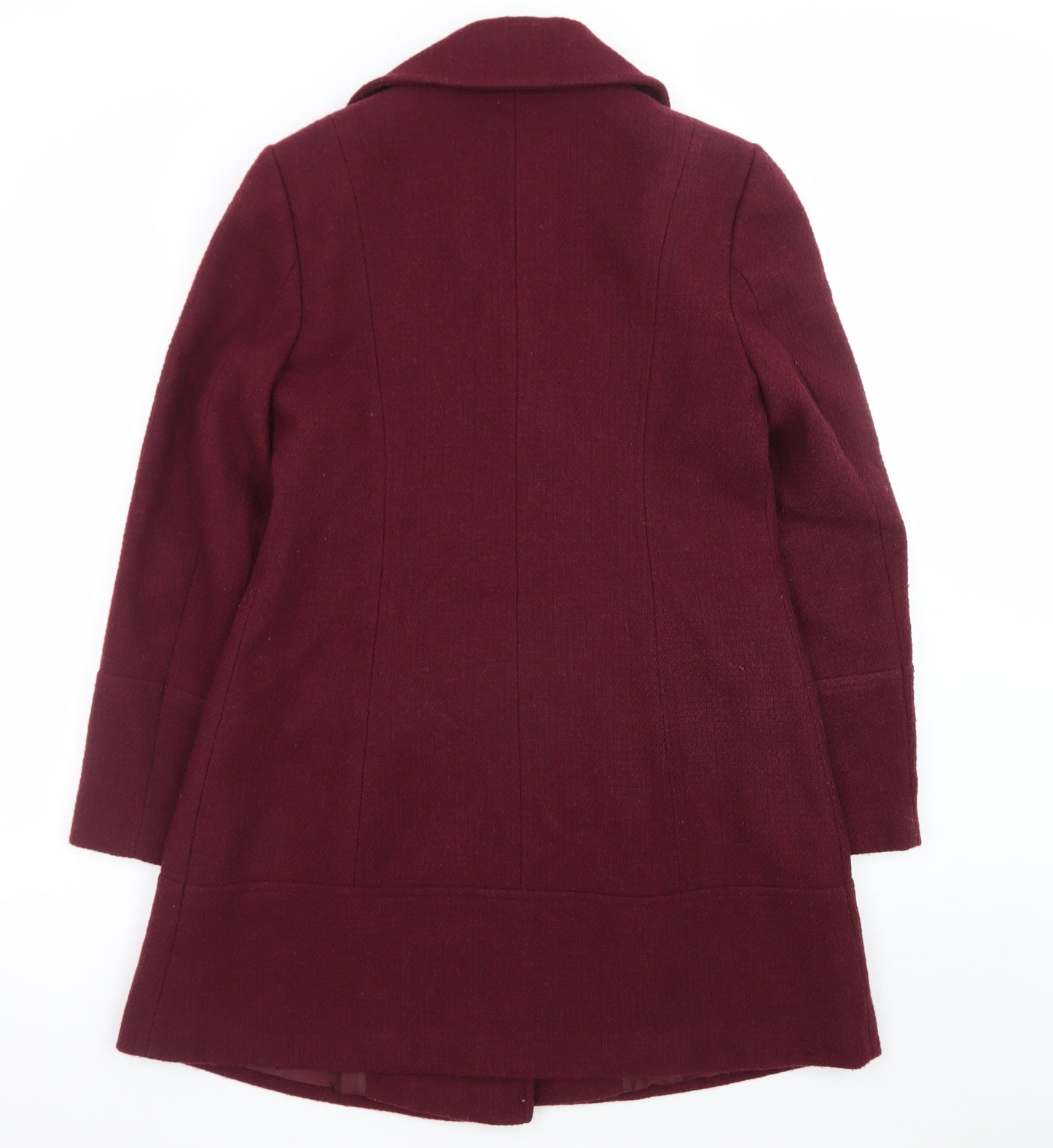 Oasis Women Red Wool Blend Pea Coat Size M Mid-Length Classic