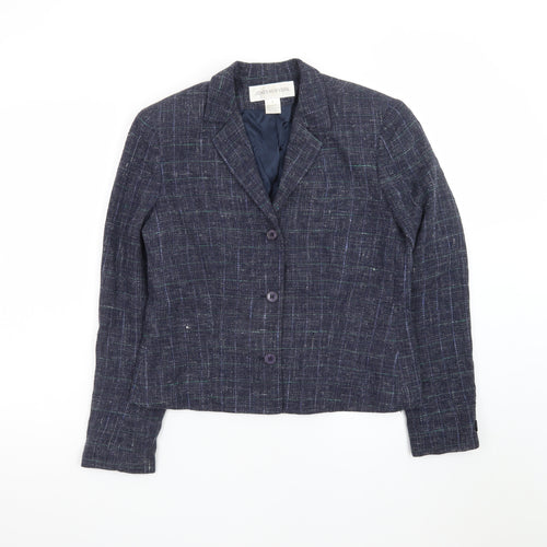 Jones New York Women's Navy Wool Blend Blazer Jacket Size 12 Classic Lined