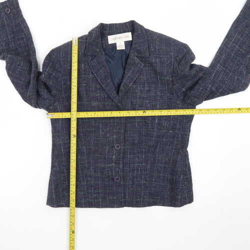 Jones New York Women's Navy Wool Blend Blazer Jacket Size 12 Classic Lined