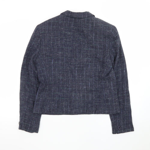Jones New York Women's Navy Wool Blend Blazer Jacket Size 12 Classic Lined