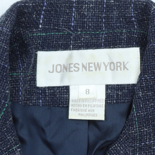 Jones New York Women's Navy Wool Blend Blazer Jacket Size 12 Classic Lined