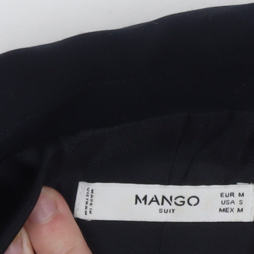 Mango Women Black Cropped Polyester Blazer Size 12 Classic Fit