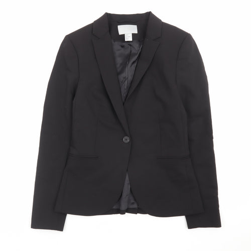 H&M Womens Black Slim Fit Blazer Jacket Size 10 Formal Workwear
