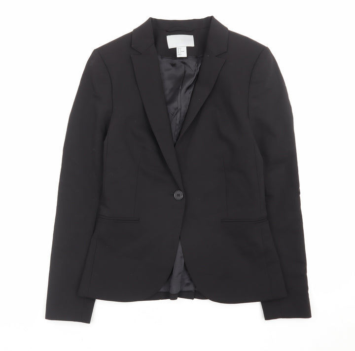 H&M Womens Black Slim Fit Blazer Jacket Size 10 Formal Workwear