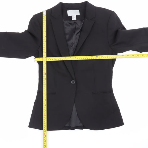 H&M Womens Black Slim Fit Blazer Jacket Size 10 Formal Workwear