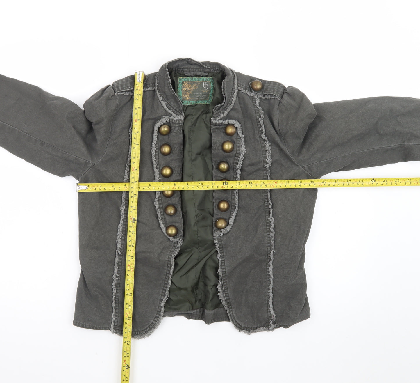 E-vie Women's Khaki Military Jacket Size 12 Cotton Twill Short