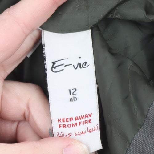 E-vie Women's Khaki Military Jacket Size 12 Cotton Twill Short