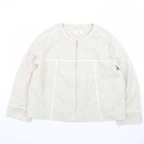 Marks and Spencer Women’s Beige Cotton Lined Zip Jacket Size 20