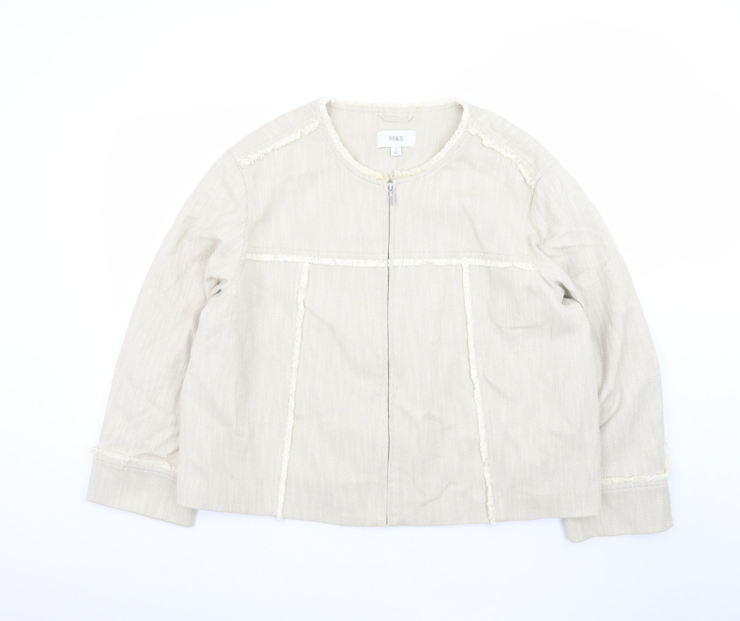 Marks and Spencer Women’s Beige Cotton Lined Zip Jacket Size 20