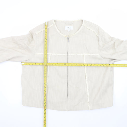 Marks and Spencer Women’s Beige Cotton Lined Zip Jacket Size 20