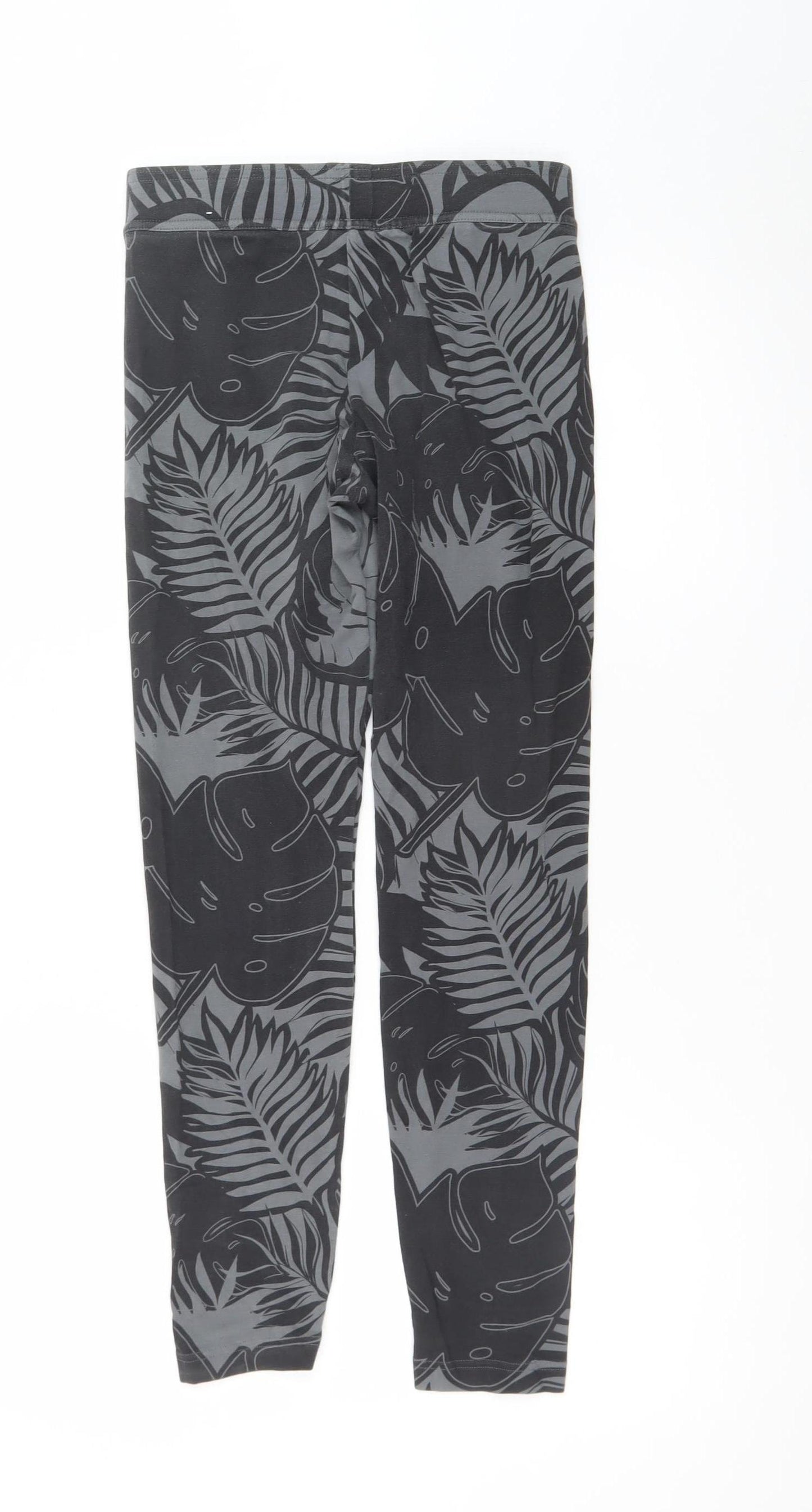 Adidas Girls Black Leaf Print Ankle Leggings Size 13-14 Years