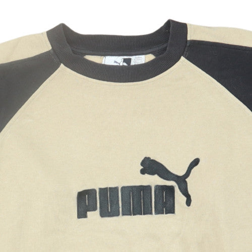 Puma Mens Beige Black Crew Neck Pullover Sweatshirt M