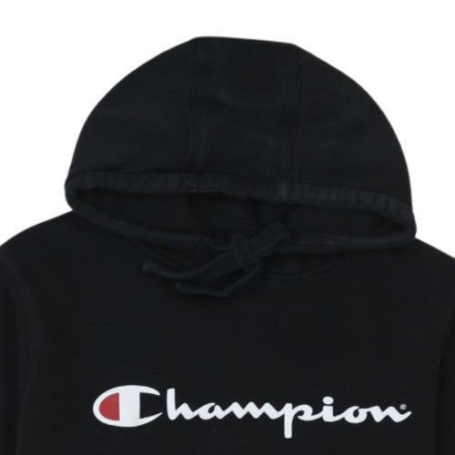 Champion Men's Black Pullover Hoodie L Logo Fleece Sweatshirt