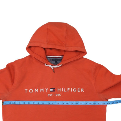 Tommy Hilfiger Men's Orange Pullover Hoodie L Logo Sweatshirt