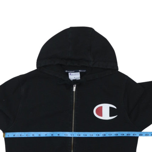 Champion Men's Black Full Zip Hoodie Size M Logo Fleece Sweatshirt