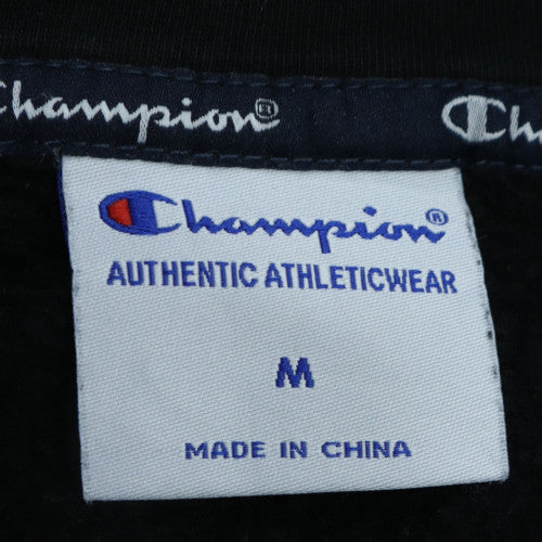 Champion Men's Black Full Zip Hoodie Size M Logo Fleece Sweatshirt