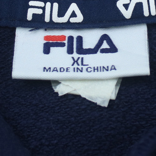 FILA Mens Blue XL Pullover Hoodie Fleece Logo Sweatshirt