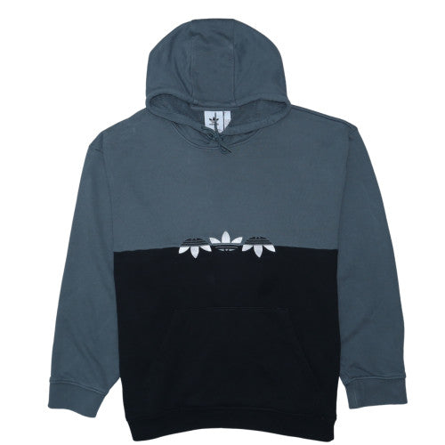 Adidas Mens Grey Black XL Pullover Hoodie Embroidered Logo Sportswear