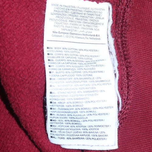 Nike Men's Red Pullover Hoodie Medium Fleece Logo Sweatshirt