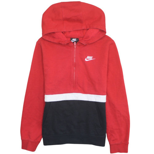 Nike Boys Red Colourblock 1/2 Zip Hoodie XL 158 Fleece Sweatshirt
