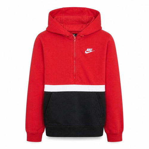 Nike Boys Red Colourblock 1/2 Zip Hoodie XL 158 Fleece Sweatshirt