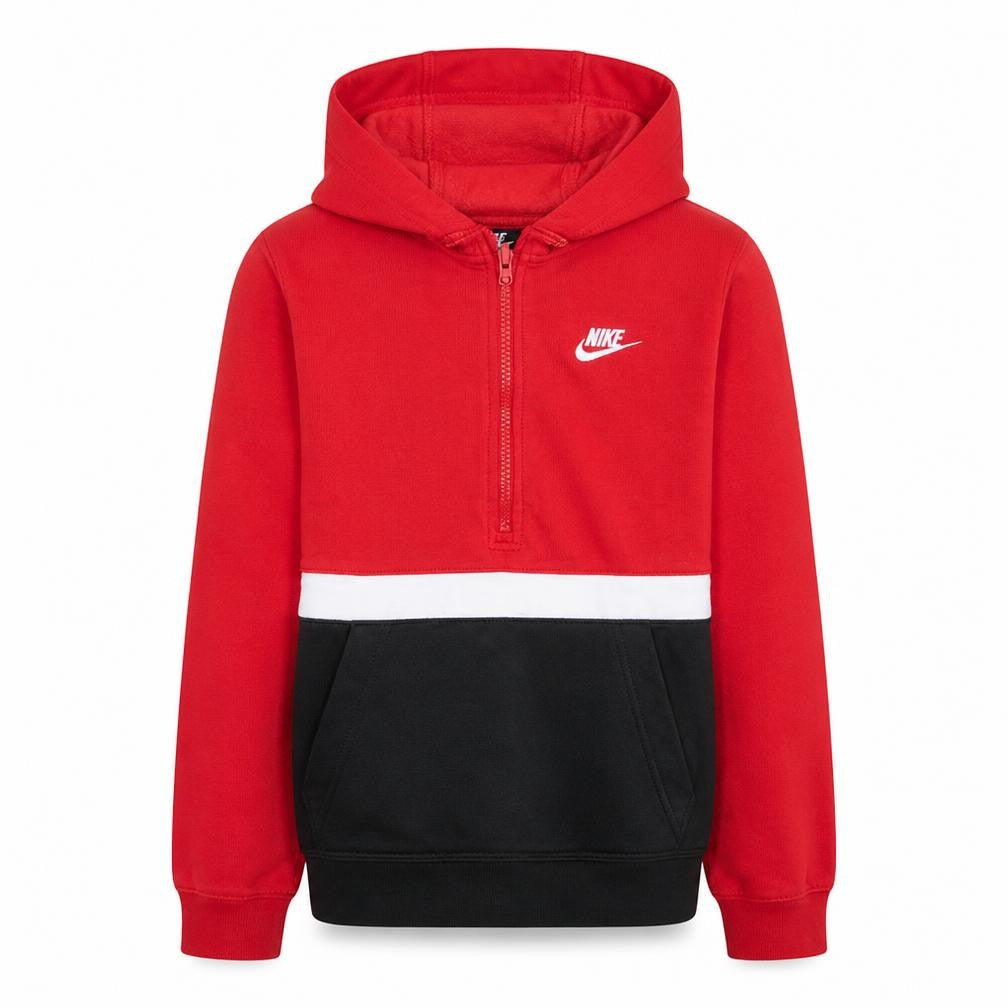 Nike Boys Red Colourblock 1/2 Zip Hoodie XL 158 Fleece Sweatshirt