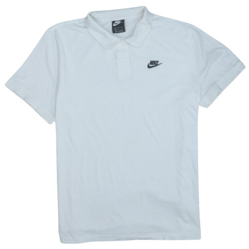 Nike Men's White XL Polo Shirt Short Sleeve Cotton Logo Sports Top