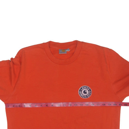 Carhartt Men's Orange Logo Crew Neck Sweatshirt Size M