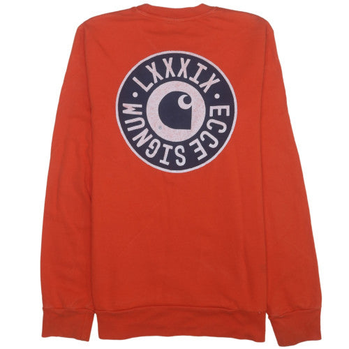 Carhartt Men's Orange Logo Crew Neck Sweatshirt Size M