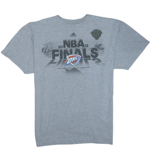 Adidas Men's Grey NBA Finals 2012 OKC T-Shirt XL Cotton Blend Crew Neck