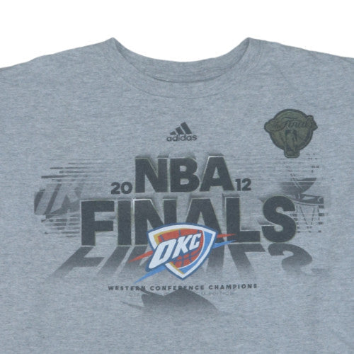 Adidas Men's Grey NBA Finals 2012 OKC T-Shirt XL Cotton Blend Crew Neck