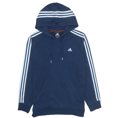 Adidas Men Blue Pullover Hoodie L Regular Fit Sports Fleece