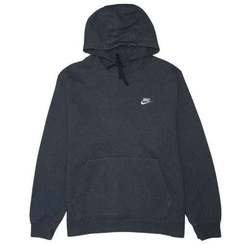 Nike Men's Grey XL Pullover Hoodie with Logo Pocket - Sportswear