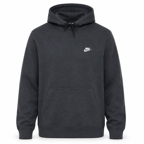 Nike Men's Grey XL Pullover Hoodie with Logo Pocket - Sportswear