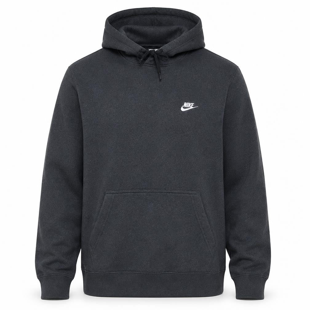 Nike Men's Grey XL Pullover Hoodie with Logo Pocket - Sportswear