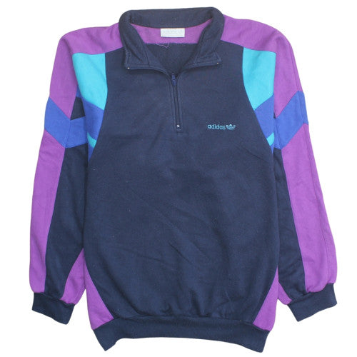 Adidas Women’s Navy Purple 1/2 Zip Retro Sweatshirt Size 12