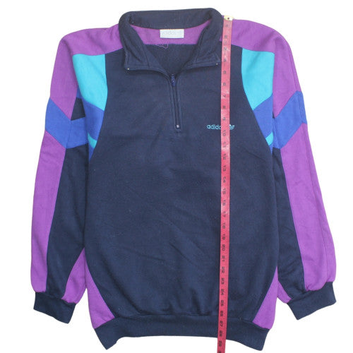Adidas Women’s Navy Purple 1/2 Zip Retro Sweatshirt Size 12