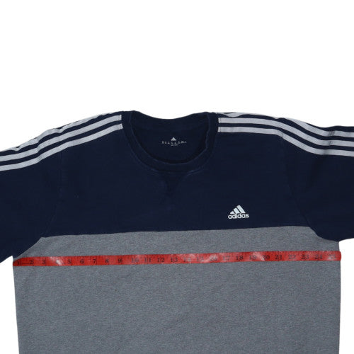 Adidas Men’s Grey Navy 2XL Crew Neck Pullover Sweatshirt