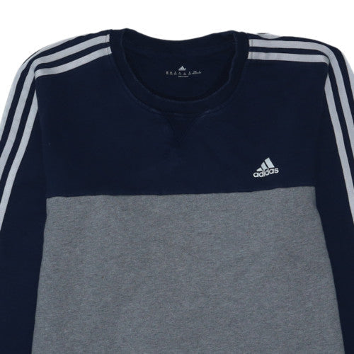 Adidas Men’s Grey Navy 2XL Crew Neck Pullover Sweatshirt