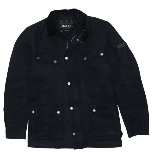 Barbour International Men's Black Waxed Cotton Motorcycle Jacket Size S