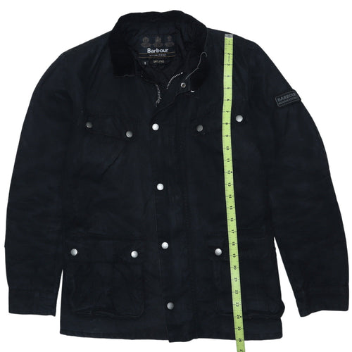 Barbour International Men's Black Waxed Cotton Motorcycle Jacket Size S