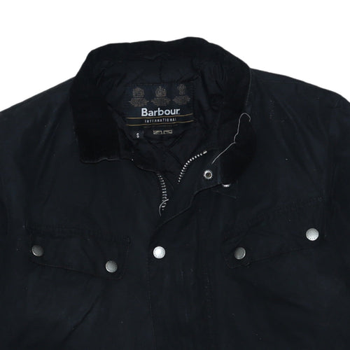 Barbour International Men's Black Waxed Cotton Motorcycle Jacket Size S