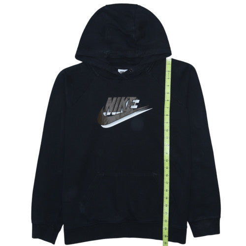 Nike Womens Black Pullover Hoodie Large Logo Print Sweatshirt