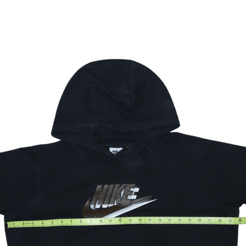 Nike Womens Black Pullover Hoodie Large Logo Print Sweatshirt